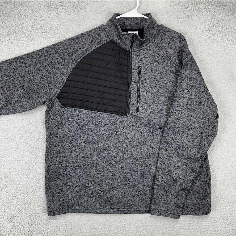 NRA Fleece Pullover Jacket Adult 2XL Grey Black Half Zip Pocket Mock Neck Mens